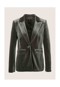 MADELEINE - Eleganter Samtblazer mit breitem Revers - bleigrau