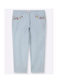 sheego - Chinohose - eisblau-orchidee-bedruckt