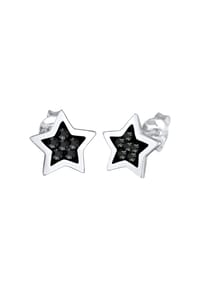 elli. - Ohrringe Stern Astro Trend Schwarz 925 Silber, Mit Kristallen Von Swarovski® - Schwarz