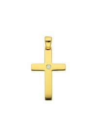 Adelia's - Adelia's Damen Kreuzanhänger 585 Gold ( 14K ) mit 1 Brillant ( 0,03 ct ) – Goldanhänger Kreuz - gold
