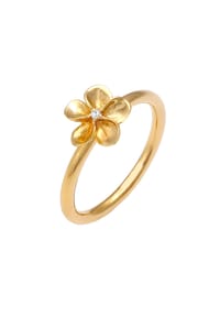 Nenalina - Ring Frangipani Blüte Blume Zirkonia 925 Silber - Gold