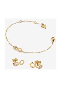 GUESS LOVE BITES - Damen Schmuck-Set "Infinity", Armband und Ohrstecker, Edelstahl - GOLD