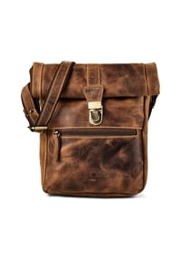 GREEN BURRY Vintage - Vintage Umhängetasche Leder 27 cm - braun