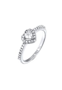 elli. - Ring Herz Zirkonia Weiß 925 Sterling Silber - Gold