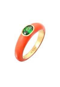 elli. - Ring Zirkonia Oval Solitär Emaille Bunt 925 Silber - Blau