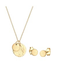 elli. - Schmuckset Plättchen Geo-Organic Halskette Ohrring 925 Silber - Gold