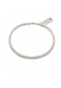 DI PERLE® DI PERLE Schmuckkollektion - Süßwasser Zuchtperlen Halskette Collier aus 925er Silber vergoldet, 42 cm - weiß