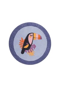 ESPRIT - Kinderteppich E-Toucan - Runder Teppich mit Tukan-Motiv - blau