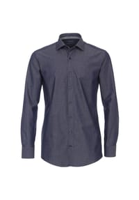 Venti - Herren Businesshemd uni Modern Fit - Dunkelblau