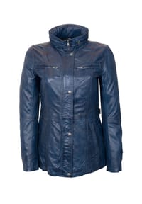 Lolus - Lederjacke Angel Lange Damen Jacke aus weichem Lammnappa Leder - Cognac