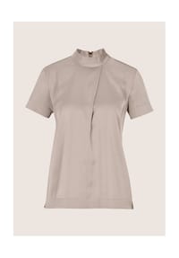 MADELEINE - Satinbluse mit Stehkragen - dunkeltaupe