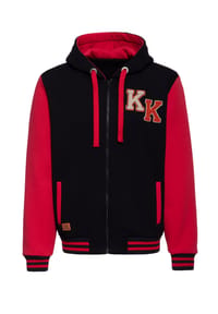 KING KEROSIN - Kapuzensweatjacke mit Statement-Print Never Fuck A Fucker - schwarz