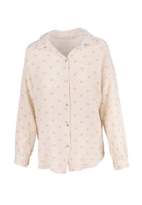 Seasons of April - Bluse LIYA MUSSELIN HERZ OVERSIZED Damen Herz Musselinbluse | 100% Baumwolle | S/M & L/XL - Beige Schwarz