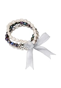 VALERO PEARLS - Damen Set (Armband 3er) aus Süßwasser-Zuchtperle in Weiß mit Süßwasser-Zuchtperle - weiß