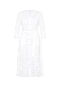 BETTY & CO - Hemdblusenkleid mit Bindegürtel - Weiß