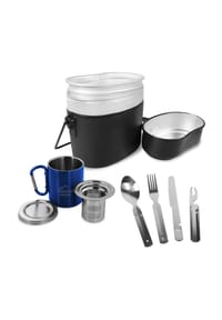 normani® - Kochgeschirr „Pennsylvania“, Tasse „Wisconsin“, Besteck „Kalifornien“ und Tessieb „Delaware“ - Blau