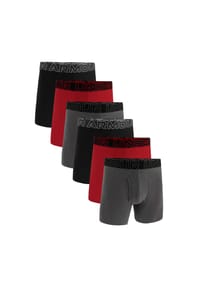 UNDER ARMOUR - Herren Boxershorts, 6er Pack - Performance Cotton Boxer Briefs - Solid 6", Stretch, Baumwollmischung - Dunkelblau/Grau/Blau