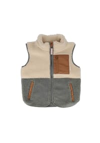 maximo® - MINI-Weste, Sherpa, Farbblock, Reißverschluss - khaki grey