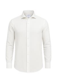 Vercate - Leinenhemd, Langarm, weiß - Braunbeige