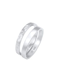 elli. - Ring 2Er Set Bandring Basic Organic-Look 925 Silber - Gold