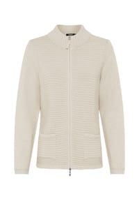 olsen - Cardigan mit Strukturstrick und Reißverschluss - Almond Beige Melange