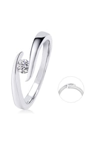 ONE ELEMENT Timeless Diamonds - 0,15 ct Diamant Brillant Spannfassung Ring - silber