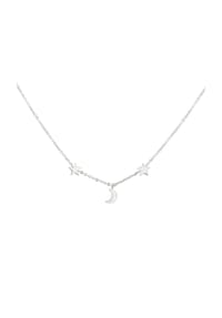 caї - Collier 925 Sterling Silber rhodiniert Mond Sterne 925/- Sterling Silber - weiß