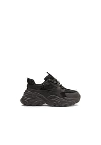 ONE ELEMENT - Moderne schwarze Damen-Sneakers aus Leder mit dicker Sohle - Schwarz