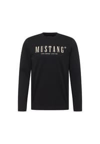 MUSTANG® - Herren Langarmshirt - Asheville, Rundhals, Regular Fit, Logo, Baumwolle - Dunkelblau