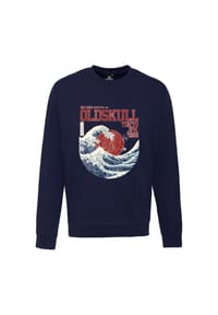 OLDSKULL - Sweatshirt Asian Big W Vintage Logo Graphic mit angesagtem Wellen-Print - Black