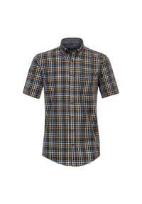CASAMODA - Herren Freizeithemd Kurzarm kariert Casual Fit - Hellbraun
