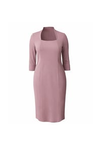 CAROLIN RICK - Jerseykleid mit Teilungsnähten und eckigem Halsausschnitt - Cognac
