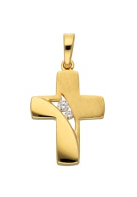 Adelia's - Damen Gold Schmuck 333 Gold Kreuz Anhänger mit Zirkonia - gold