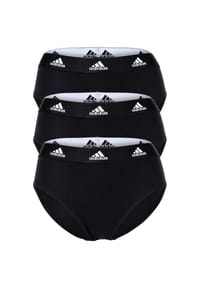 adidas - Damen, Slip, 3er Pack - Bikini 3PK, Unterwäsche, Cotton Stretch, Logo, uni - Schwarz