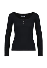 ALIFE AND KICKIN® - Langarmshirt Basic Marit, Henley-Ausschnitt, für Damen - 9000  BLACK