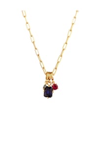 elli. PREMIUM - Halskette Saphir Turmaline Rubin Anhänger 925 Sterling Silber Vergoldet - Gold