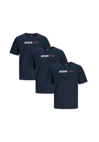 JACK & JONES - T-Shirt 3er Pack Corp - Black / small print
