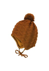 maximo® - MINI-Mütze Struktur ausgenäht Pompon - caramel cafe