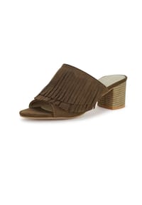 Findlay - Peeptoes-Pantolette CUPA mit Fransen und Blockabsatz - timber brown