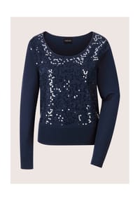MADELEINE - Rundhals-Pullover mit Glanz-Effekt - marine