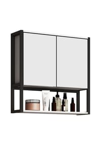 VCM. - Badschrank zeitlos | Maße ca. H. 60 x B. 60 x T. 17 cm | ausreichend Stauraum | Spiegelschrank - Edino 60 x 60 cm - Honig-Eiche