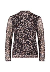 BETTY & CO - Leicht transparentes Shirt mit Stehkragen - Nature-Black