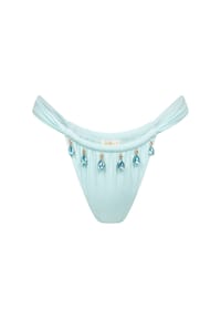 MODA MINX - Bikinihose Selene Droplet Rouched Fixed Bikini Bottom mit edlen Schmuckelementen - Blue