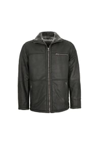redpoint - Herren Lederjacke Lammleder Kunstfell schwarz - schwarz