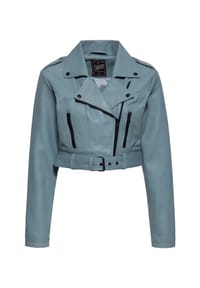 QUEEN KEROSIN - Lederjacke im Biker-Style - türkis