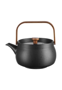 ASA - Japandi Teekanne mit Holzgriff, Porzellan, Black - Black