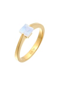 elli. PREMIUM - Ring Elli Premium Ring Solitär Mondstein Edelstein Viereck 925 Silber - Gold