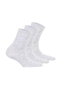 Tamaris - Damen Socken, 3er Pack - Comfort Cotton Socks, Crew Socken, einfarbig - Grau