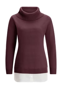 Sieh an! - 2-in-1-Pullover - burgund-weiß