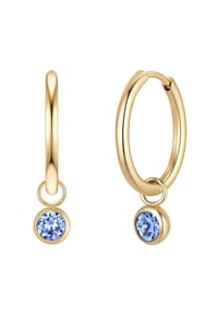 GLANZSTÜCKE MÜNCHEN - Creolen Edelstahl gelbgold Kristalle von Swarovski blau - gelbgold